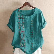 Indlæs billede til gallerivisning Broderet skjorte i bomuld og linned