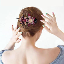 Indlæs billede til gallerivisning Rhinestone dobbelt blomst hårspænde
