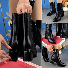 Indlæs billede til gallerivisning Varme læderankelstøvler med sideknapper (Dame)