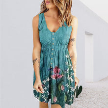 Indlæs billede til gallerivisning Kvinders ærmeløs minikjole med blomstret print med skift