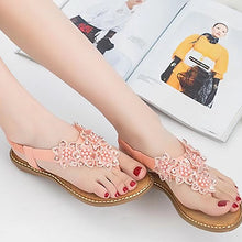 Indlæs billede til gallerivisning Boho håndlavede blomstrede runde tå sandaler med lange tæer