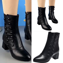 Indlæs billede til gallerivisning Varme læderankelstøvler med sideknapper (Dame)