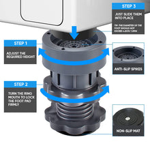 Indlæs billede til gallerivisning 4stk højdejusterbare støttefødder til vaskemaskine