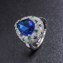 Indlæs billede til gallerivisning Safir Øreringe og Ring Vedhængs-Sæt