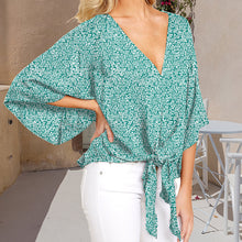 Indlæs billede til gallerivisning Kortærmet knudret blomstret skjorte med korte ærmer