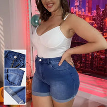 Indlæs billede til gallerivisning Roll Hem Højtaljede denimshorts