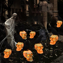 Indlæs billede til gallerivisning Solcelledrevne Kranie & krage Dekorative Halloweenlys
