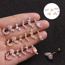 Indlæs billede til gallerivisning Rustfrit stål zirkon øreknogle ørestikker