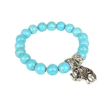 Indlæs billede til gallerivisning Tyrkist elefantarmbånd med lykkevedhæng