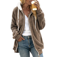 Indlæs billede til gallerivisning Løs varm hættejakke med lynlås