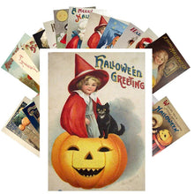 Indlæs billede til gallerivisning Vintage Halloween postkortsæt (24 stk)