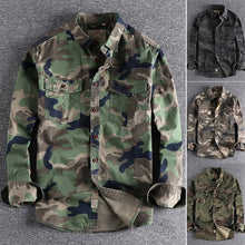 Indlæs billede til gallerivisning Langærmet arbejdsskjorte i camouflagetryk