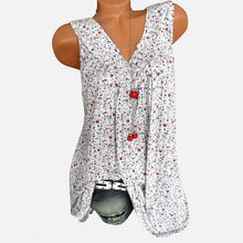 Indlæs billede til gallerivisning Lille blomstret mønster v-hals ærmeløs linned