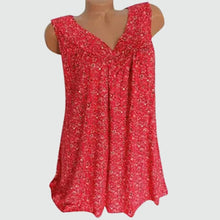 Indlæs billede til gallerivisning Lille blomstret mønster v-hals ærmeløs linned