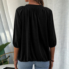 Indlæs billede til gallerivisning T-shirt med rund hals og trekvart ærmer