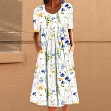 Indlæs billede til gallerivisning Kjole med trykt afslappet kjole med rund hals