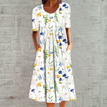 Indlæs billede til gallerivisning Kjole med trykt afslappet kjole med rund hals