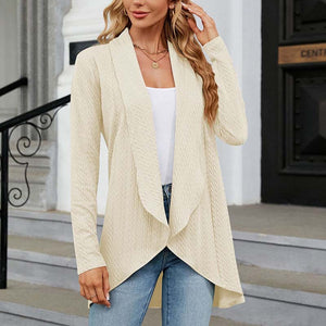 Langærmet ensfarvet cardigan