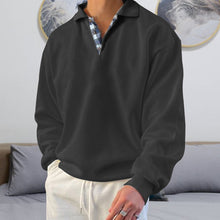 Indlæs billede til gallerivisning Ensfarvet polosweater med ternet halskrave (Herre)
