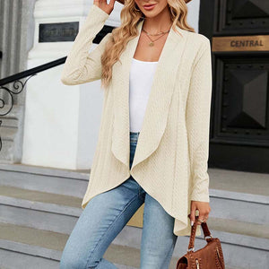 Langærmet ensfarvet cardigan