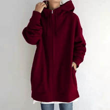 Indlæs billede til gallerivisning Lynlås Hooded Long Plus Fleece Sweatshirt
