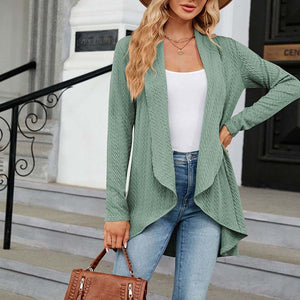 Langærmet ensfarvet cardigan