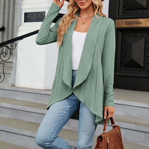 Langærmet ensfarvet cardigan
