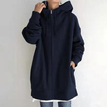 Indlæs billede til gallerivisning Lynlås Hooded Long Plus Fleece Sweatshirt
