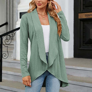 Langærmet ensfarvet cardigan
