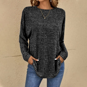 T-shirt med rund hals og pit-stripe