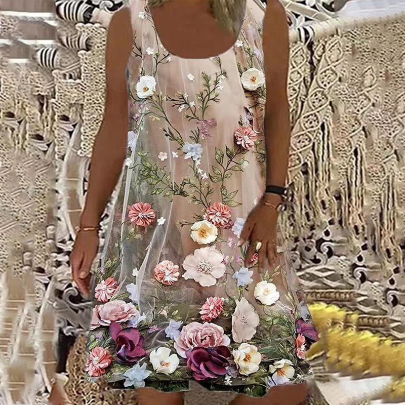 Blomsterkjole uden ærmer
