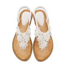 Indlæs billede til gallerivisning Boho håndlavede blomstrede runde tå sandaler med lange tæer
