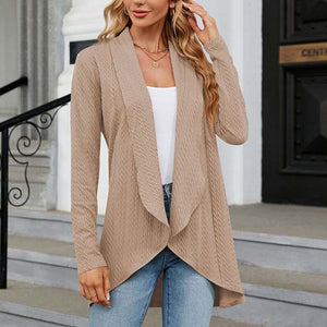 Langærmet ensfarvet cardigan