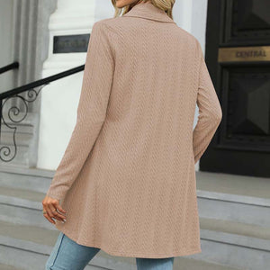 Langærmet ensfarvet cardigan