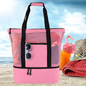 2-i-1 tote-bag i mesh med aftagelig sektion