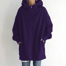 Indlæs billede til gallerivisning Lynlås Hooded Long Plus Fleece Sweatshirt
