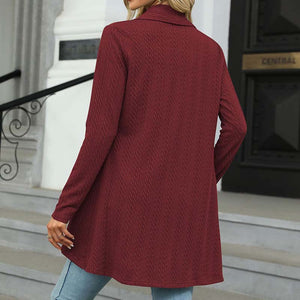 Langærmet ensfarvet cardigan