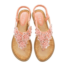 Indlæs billede til gallerivisning Boho håndlavede blomstrede runde tå sandaler med lange tæer

