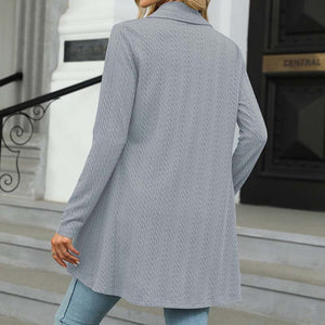 Langærmet ensfarvet cardigan