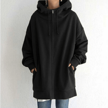 Indlæs billede til gallerivisning Lynlås Hooded Long Plus Fleece Sweatshirt
