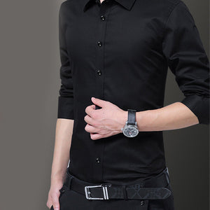 Mænd slim fit elastisk skjorte