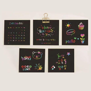 【100 stk/1 sæt】 DIY Rainbow Magic Scratch Paper Art Set