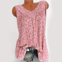 Indlæs billede til gallerivisning Lille blomstret mønster v-hals ærmeløs linned
