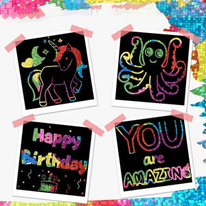 【100 stk/1 sæt】 DIY Rainbow Magic Scratch Paper Art Set