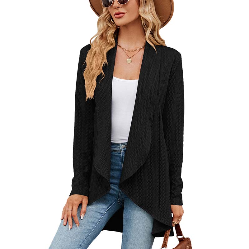 Langærmet ensfarvet cardigan