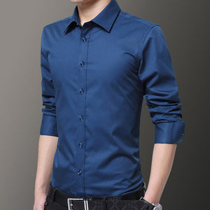 Mænd slim fit elastisk skjorte