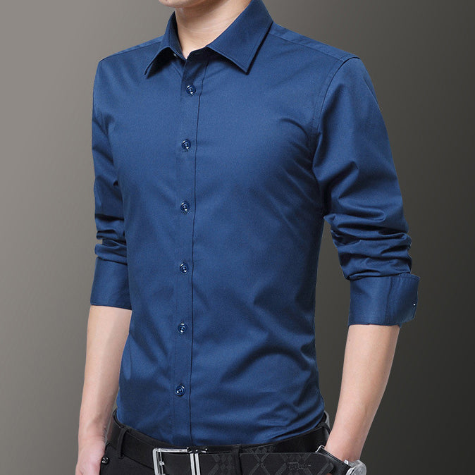 Mænd slim fit elastisk skjorte