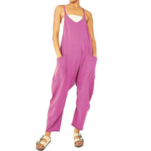Indlæs billede til gallerivisning Ensfarvet Jumpsuit med V-hals og store lommer

