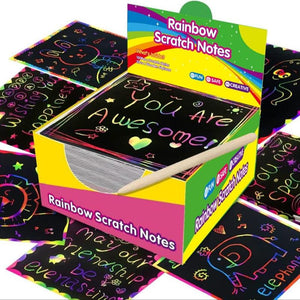 【100 stk/1 sæt】 DIY Rainbow Magic Scratch Paper Art Set