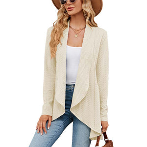 Langærmet ensfarvet cardigan